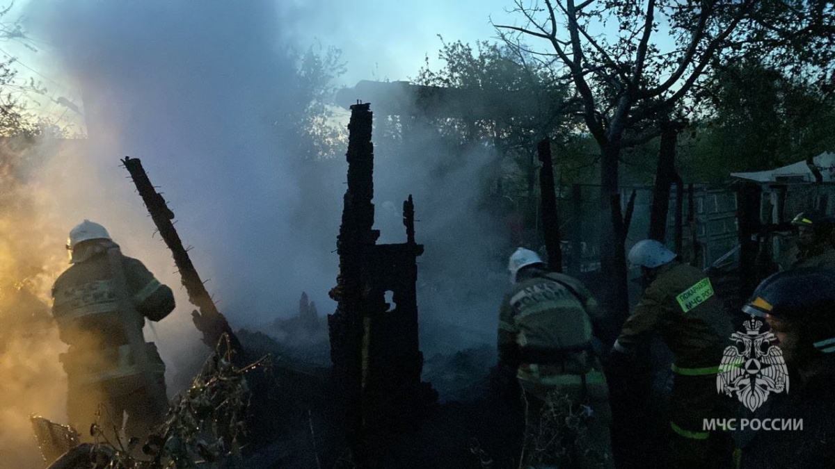 Садовый домик и теплицы сгорели ночью в Ленинском районе - фото 1