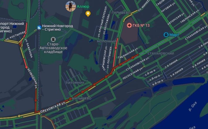 Огромные пробки сковали выезды из Нижнего Новгорода в пятницу &mdash; карта - фото 4