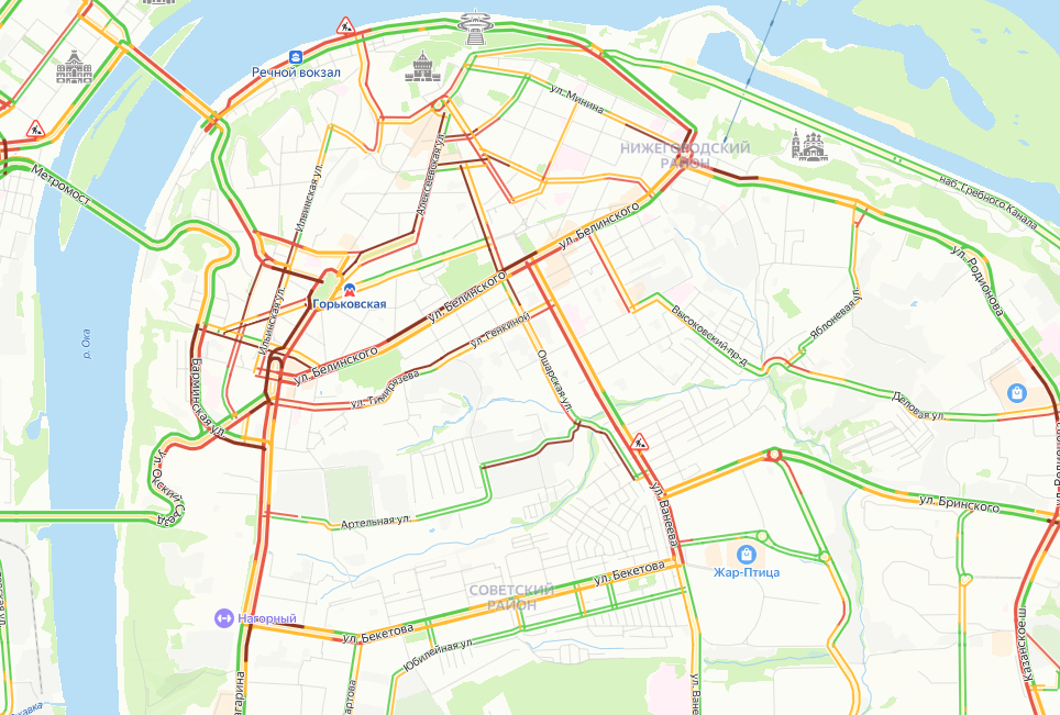 Огромные пробки в 9 баллов образовались в Нижнем Новгороде из-за ливня - фото 1