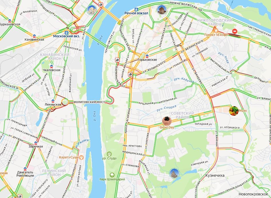 Пробка длиной в 7 км образовалась в Нижнем Новгороде из-за ДТП - фото 1