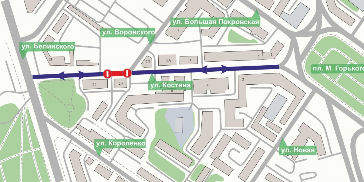 Часть улицы Костина в Нижнем Новгороде временно закроют для транспорта - фото 1